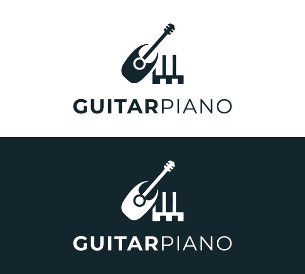 Harmonic Elegance Minimalist Guitar Logo For Music