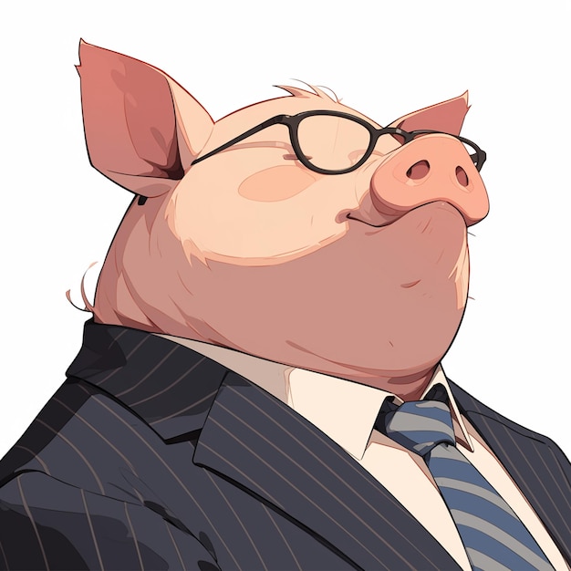 Plik wektorowy harmonijny świnia prawnik w stylu kreskówki