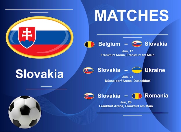 Plik wektorowy harmonogram meczów reprezentacji słowacji na mistrzostwach europy w piłce nożnej 2024