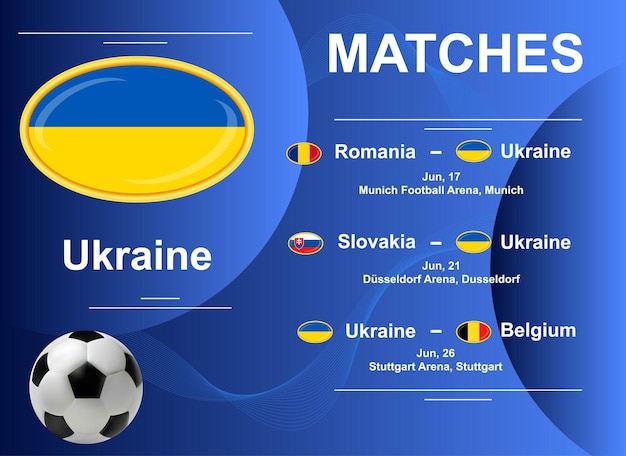 Plik wektorowy harmonogram meczów reprezentacji ukrainy na mistrzostwach europy w piłce nożnej 2024