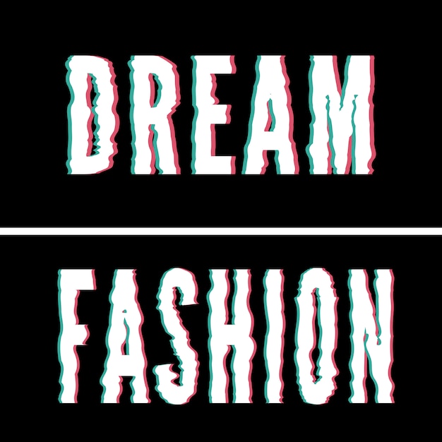 Hasło Dream Fashion, Typografia Holograficzna I Glitch, Graficzna Koszulka, Drukowany Design.