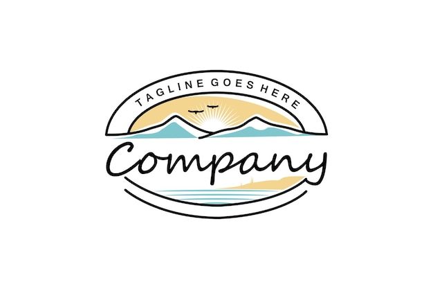 Hawaiian Mountain Sea Ocean Nature dla Kauai Hawaje Beach Stempel Etykieta wakacje Travel Logo design