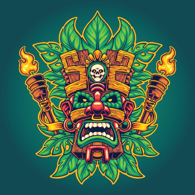 Hawajska Tropikalna Ilustracja Logo Tiki