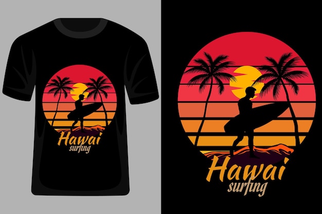 Hawajskie Surfowanie Z Projektem Koszulki Sunset Retro Vintage