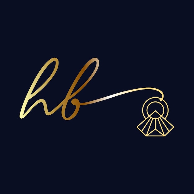 Plik wektorowy hb początkowe logo ślubne pismo odręczne biżuteria logo szablon wektora