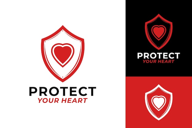 Heart Love Shield Protect Projektowanie logo