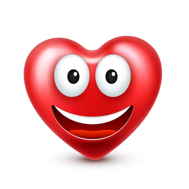 Plik wektorowy heart smiley emoji wektor dla walentynek zabawna czerwona twarz z wyrazami i emocjami miłości