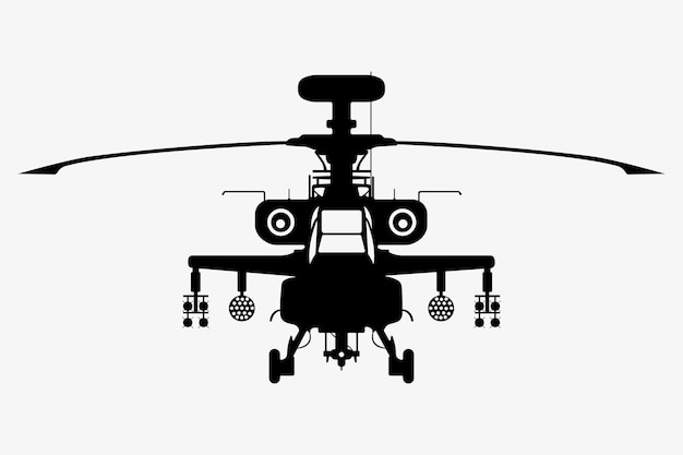 Plik wektorowy helikopter bojowy apache sylwetka armia broń ilustracja