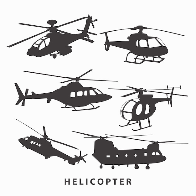 Helikopter Sylwetka W Czarnej Grafiki Wektorowej Eps 10