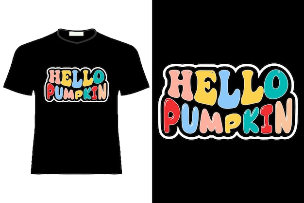 Plik wektorowy hello pumpkin lub hello pumpkin wavy retro groovy t shirt lub wavy retro groovy t shirt