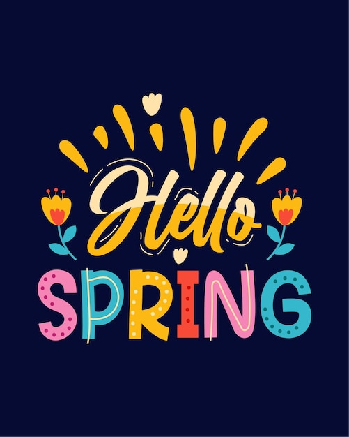 Hello Spring typografia projekt koszulki