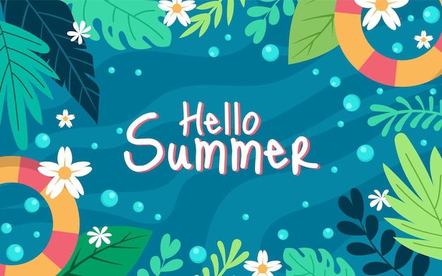 Hello Summer Tło z kwiatami