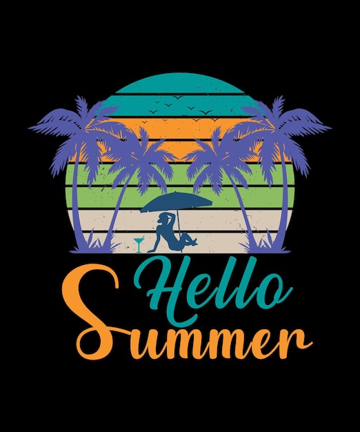 Plik wektorowy hello summer tshirt design 2