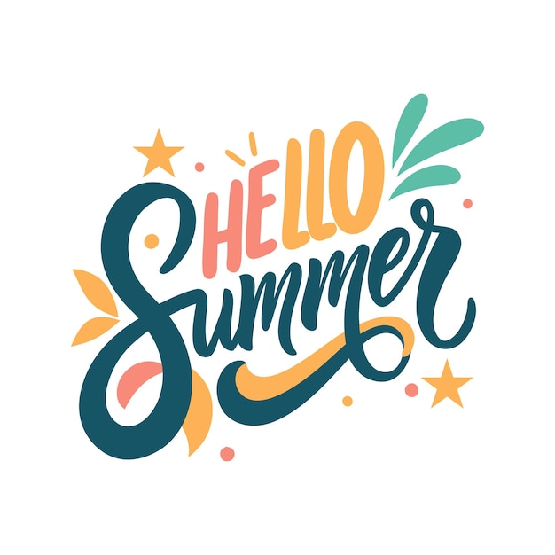 Hello Summer Typography T-Shirt Design Modne i stylowe sezonowe ubrania dla zabawnego letniego wyglądu