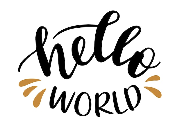 Plik wektorowy hello world ręka napis wektor