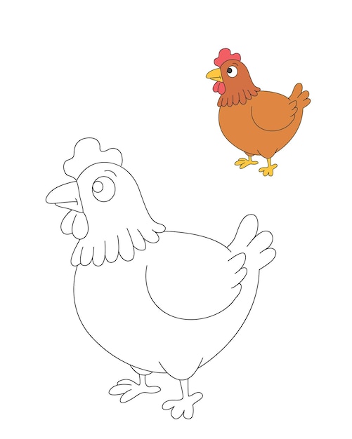 Hen Out Line Vector Art