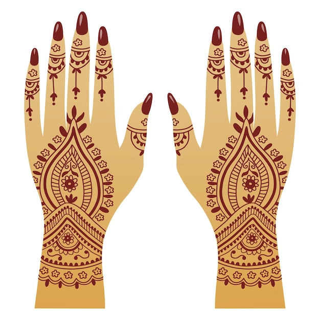 Henna Mehendi Ręce Wzory Ilustracja Tradycyjne Sztuki Wektorowe