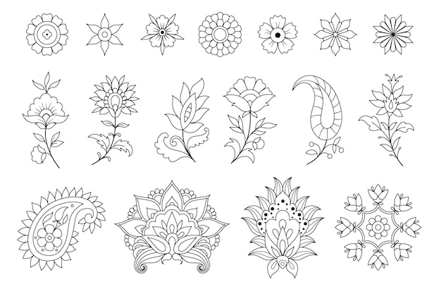 Henna tatuaż doodle elementów wektorów