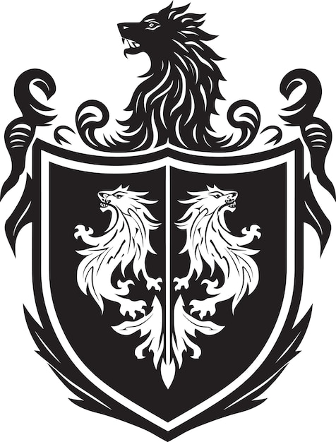 Plik wektorowy heraldic shield silhouette vector design regal lion rampant black vector emblem