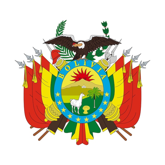 Herb Boliwii Jest Odizolowany Na Białym Tle Stan Oficjalny Symbol Boliwii Wektor