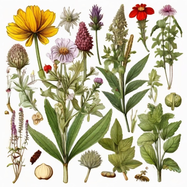 Plik wektorowy herbal medicine botanical clipart (medycyna ziołowa)