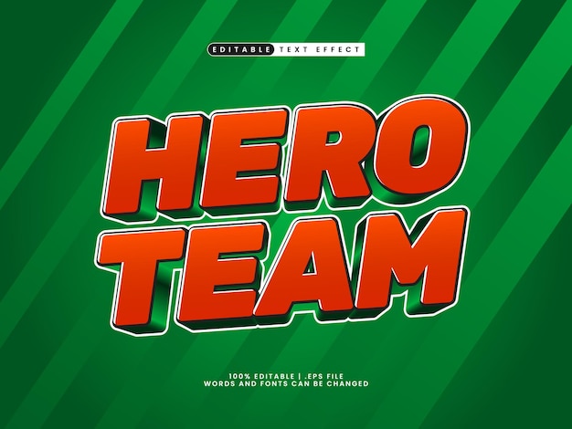 hero team edytowalny efekt tekstowy w prostym i dziecięcym stylu tekstowym