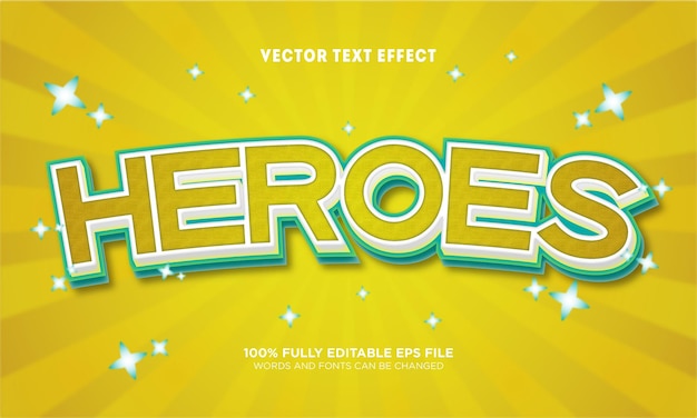 Plik wektorowy heroes edytowalny efekt tekstowy