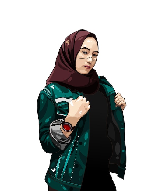 Plik wektorowy hidżab dziewczyna ubrana w kurtkę