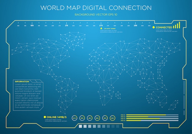 High Tech Mapa świata Cyfrowy Interfejs Tła