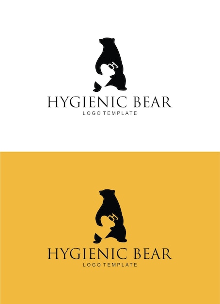 Higieniczny Niedźwiedź Logo Design Vector
