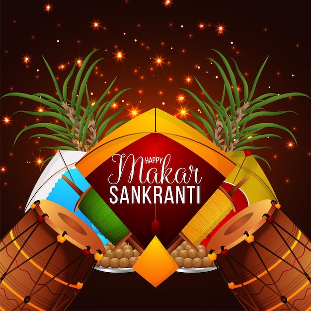 Hinduski Festiwal Szczęśliwy Makar Sankranti Tło