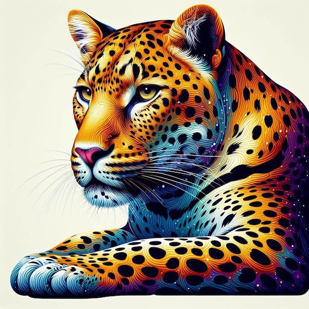 Plik wektorowy hiperrealistyczna ilustracja sztuki wektorowej kolorowy afrykański leopard portrait izolowane białe tło