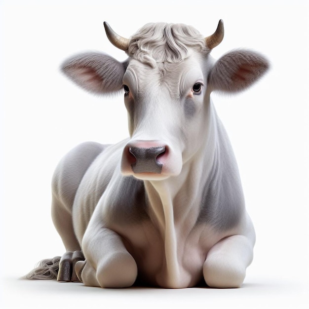 Plik wektorowy hiperrealistyczny portret krowy, zwierzęcia, białego, przezroczystego tła