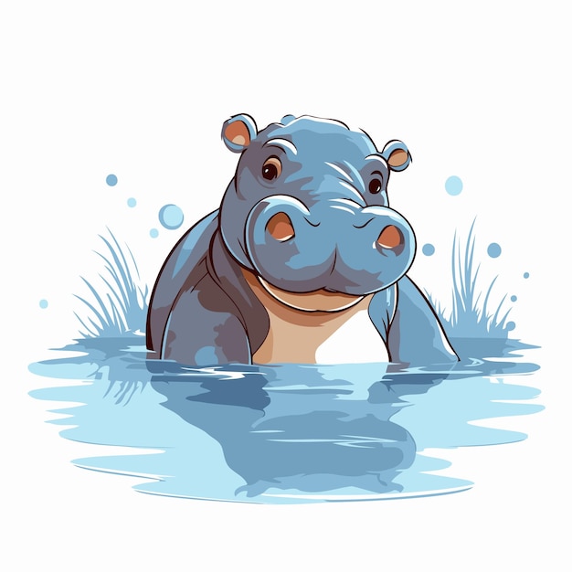 Hipopotam W Wodzie Ilustracja Wektorowa Dzikiego Zwierzęcia