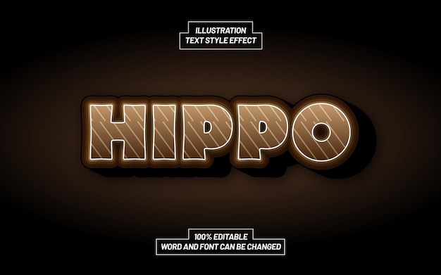 Plik wektorowy hippo 3d pogrubiony efekt stylu tekstu