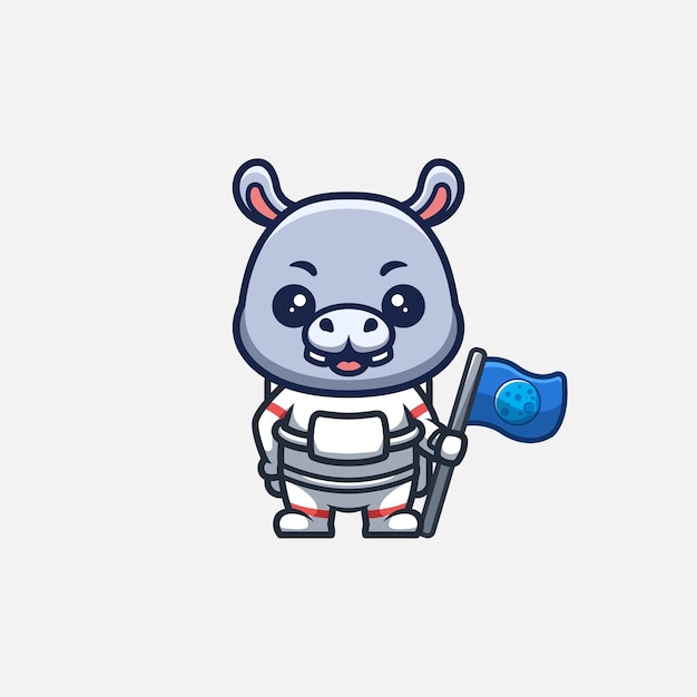 Hippo Astronauta Słodkie Kreatywne Kawaii Kreskówka Maskotka Logo