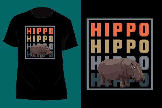 Hippo T Shirt Design Retro Vintage