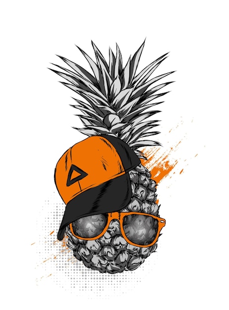 Hipster ananas w okularach i letniej czapce