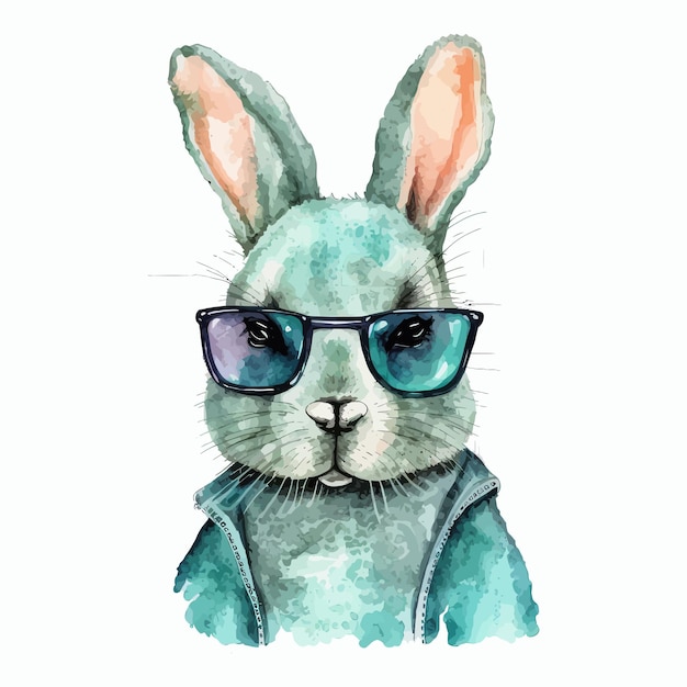Plik wektorowy hipster królik handdrawn ilustracja na białym tle na białym tle w stylu boho