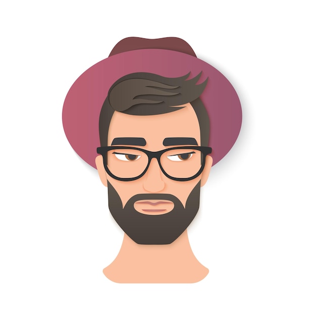 Hipster z brodą na twarzy