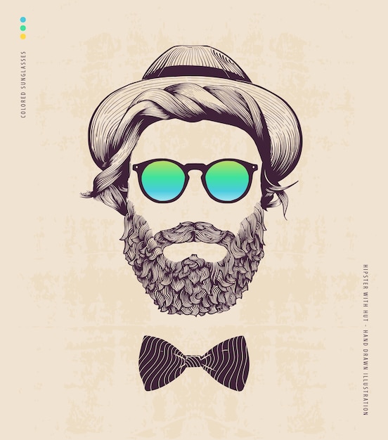Hipster z kapeluszem i kokardą jazzową