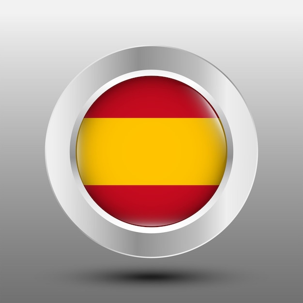 Plik wektorowy hiszpania okrągły metalowy przycisk flagi tła