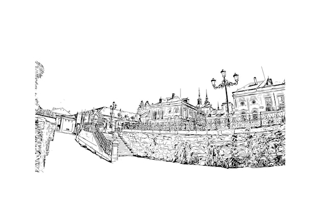 Hiszpania Segovia Ręcznie narysowana ilustracja szkicu wektorowego