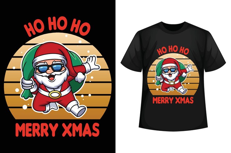 Wektor ho ho ho wesołych świąt bożego narodzenia tshirt szablon projektu