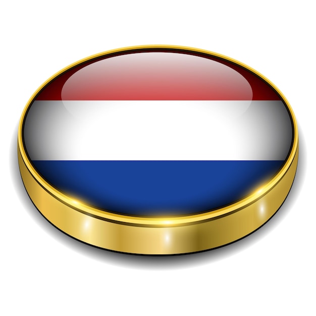 Holandia Flaga Holandii 3D wektor przycisku
