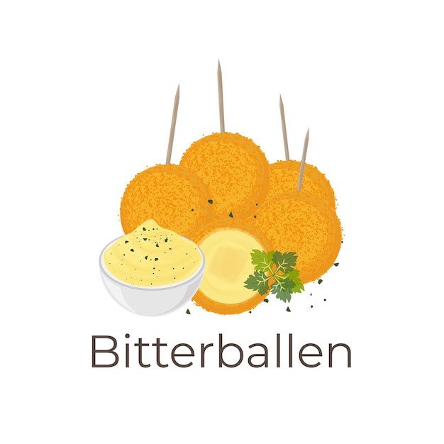 Holenderski Bitterballen Ilustracyjny Logo Podawany Z Musztardą