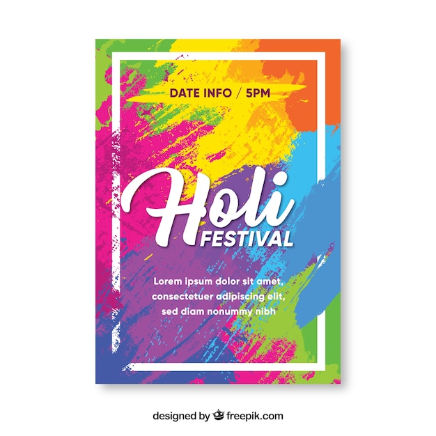 Holi Party Party Flyer W Płaskiej Konstrukcji