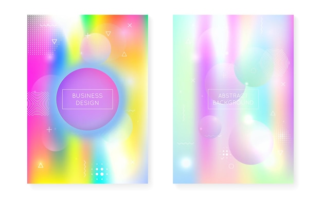 Holograficzne tło z płynnymi kształtami Dynamiczny gradient bauhaus