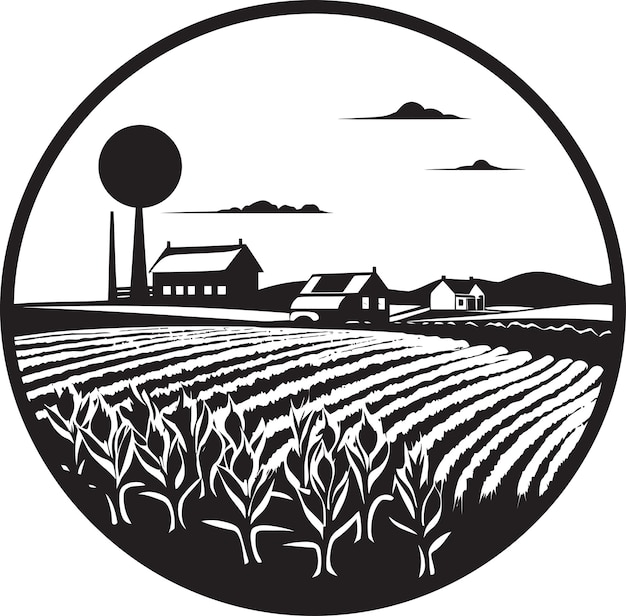 Homestead Haven Agricultural Farmhouse Vector Icon Countryside Charm Czarne Logo Wektorowe Dla Gospodarstw Rolnych