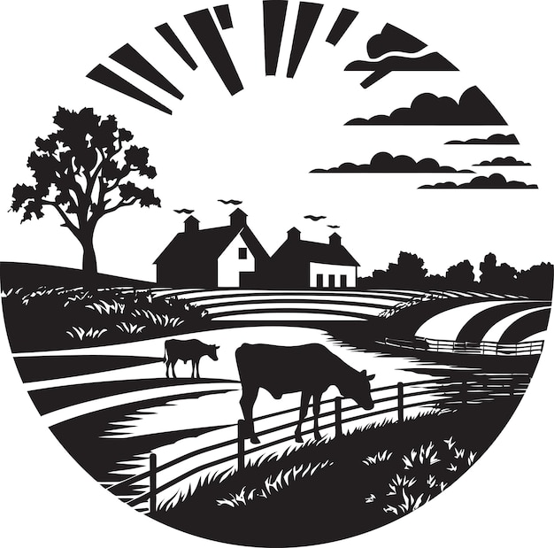 Plik wektorowy homestead legacy black vector logo dla rolnictwa fields of tranquility agricultural farmhouse ico